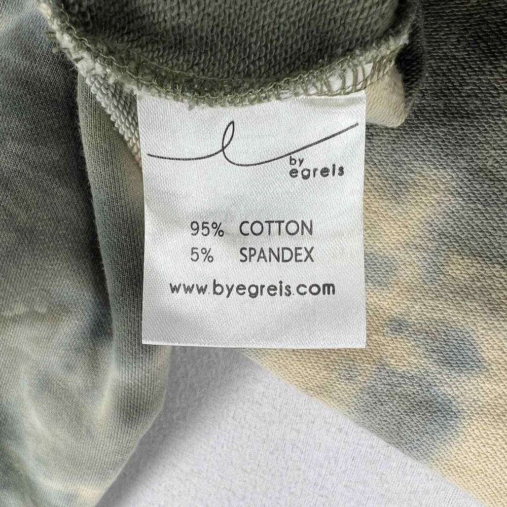 BY EGREIS Sweatshirt Women Large Green Tie Dye Cropped Long Sleeve Pullover Crew - Picture 12 of 16